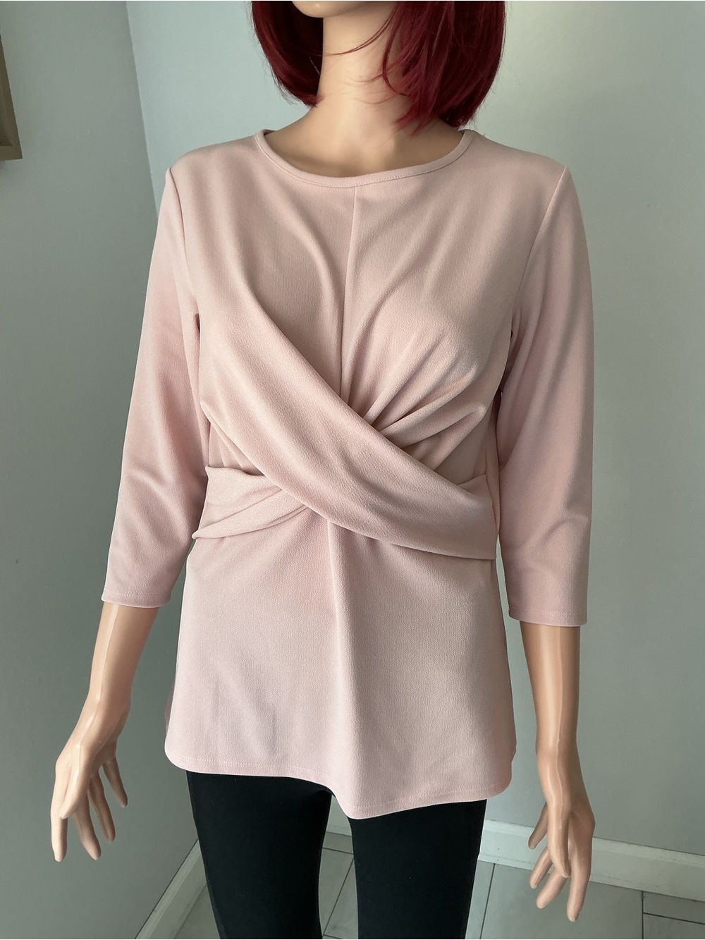 Dont Stop Believing Women's Twist-Front Blouse in Pale Pink - Picture 3 of 10